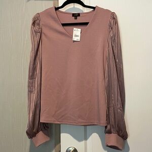 Versona Dusty Pink Blouse with Sheer Sleeves